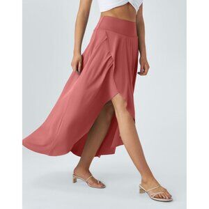 Halara Breezeful Dance Skirt Sz Medium Red High Low Flowy 2-in-1 Quick Dry High